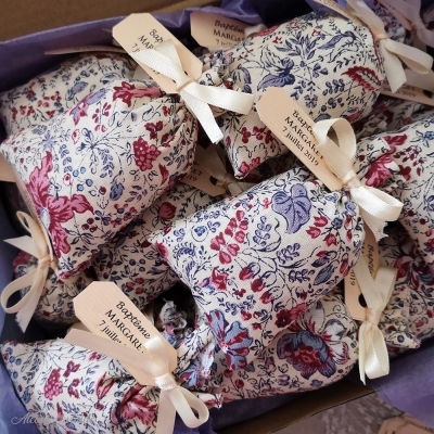 Sachets de lavande pour Baptême, impression personnalisée Sachets de lavande pour Baptême, impression personnalisée