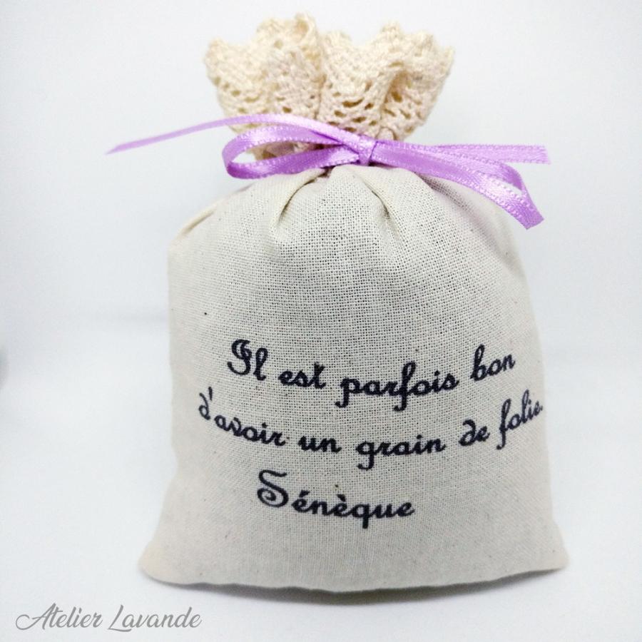 Sachet de lavande avec citation de Sénèque Sachet de lavande avec citation de Sénèque